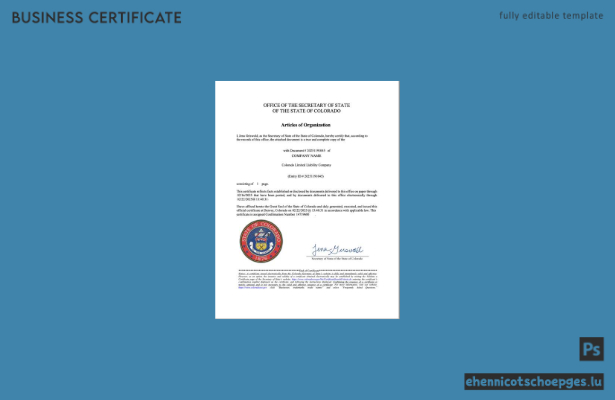 USA Colorado Gründungsurkunde (Word- und PDF-Beispiel)
